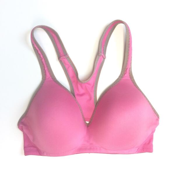 Lily of France Sports Bra 36B 34C Barbie Pink Gray - Picture 4 of 4